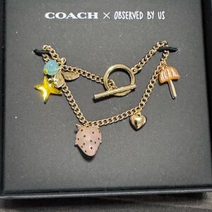 Coach Gold Charm Bracelet with Multicolor Accents